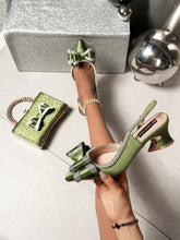 Women's Evening Low Heels Italian Shoes and Bag Set