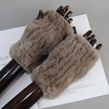 Women's Knit Faux Fur Winter Warm Finger-less Gloves