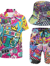 Men's Shirts Shorts Set with Bucket Hats Summer Beach Suit