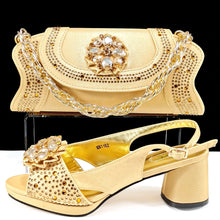 QSGFC Open Toe Women Heels for 2024 Elegant Party Olive Color Diamond Pumps Italian Shoes and Bags Matching Set