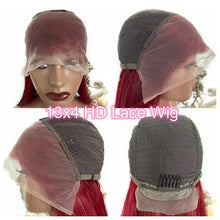 Swupod 200 Density 13x4 HD Transparent Lace Front Wig for Black Women Straight Remy Human Hair Wigs 99J Burgundy Color Glueless