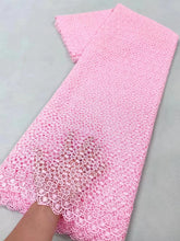 African Nigerian Cotton Wedding Tulle Lace Fabric, Party Dress Sequins for Sewing, Water Soluble, High Quality, 5Yards, XL024