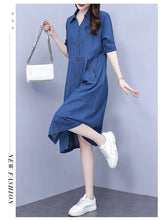 Oversized 5XL Single Breasted Denim Dress For women 2024 Summer New Short sleeved Shirt Denim Dresses Female Casual Clothes
