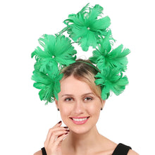 Elegant Women Wedding Hair Fascinator Accessories Headband Bridal Party Show Headwear Fancy Blue Feather Flower Hair Accessories