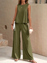 2024 Summer Women's Sleeveless Top And Long Pants Set Fashion Ladies Short Tank Top Daily Casual Ladies Long Wide Leg Pants