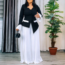 CM.YAYA Women's Set Full Flare Sleeve Button Blazer Shirt + Pleated Long Pants Suit Streetwear Two 2 Piece Set Africa OL Outfits