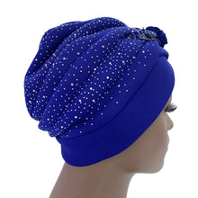 Elegant African Turban Cap with Shiny Rhinestone Ready to Wear Nigeria Auto Gele Headtie Party Women's Head Wrap Bonnet Turbante