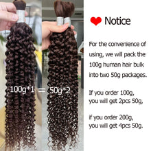 Brown 100% Human Hair Bulk for Braiding 16-24 inch Remy Hair Jerry Curly Boho Braids Hair Bulk Extension Bobbi Hair