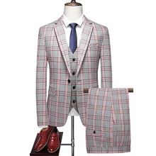 High-end New European and American Fashion Wedding Business (suit + Vest + Trousers) 2024 Men's Plaid Suit Three-piece Set