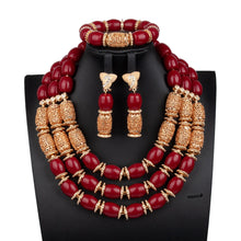 Fabulous Artificial Coral Wedding African Beads Jewelry  Luxury Bride Costume Statement Necklace Jewelry