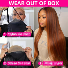 Ginger Mixed Brown Long Silky Straight Highlight Wig Human Hair 5x5 Lace Front Glueless Wigs Human Hair Bralizian