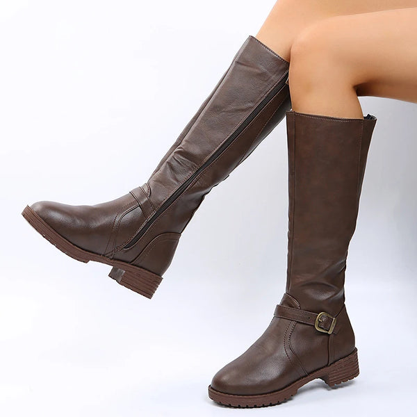Women Knee High Platform Long Boots Pu Leather