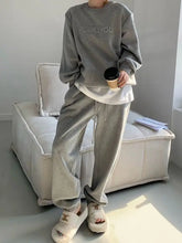 Women's Purple Sports Suit Spring And Autumn 2023 New Casual Fashion Style Loose Long Sleeve Sweater Tops Pants 2 Two Piece Set