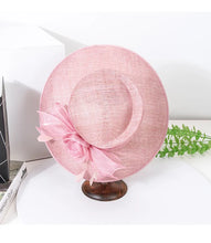 Luxury Blue Sinamay Church Hat For Women Elegant Feather Wedding Bridal Bowler Hats Cocktail Party Derby Cap Chapeau Femme