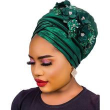 2024 New African Women's Turban Cap Nigeria Auto Gele Headtie Already Made Wedding Geles Female Head Wraps with Diamond Flower