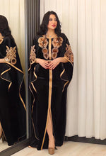 Ramadan Luxury Muslim Fashion Bat Sleeve Moroccan Turkiye Dubai Dress Middle East Arab Dress Sequins Golden Velvet Long Dress