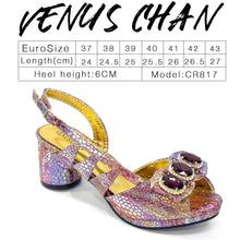 Elegant Heels for Womens Peep Toe Special Material Design Rhinestone Sandals Italian Shoes and Bags Matching Set 2024