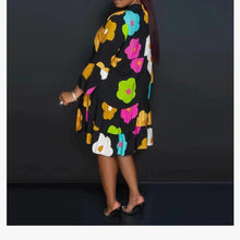 Autumn Women's New Loose Fashionable Printed Long Sleeved Sexy V-neck Single Breasted Shirt Big Swing Half Body Jumpsuit