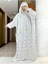 High Grade Fabric Cotton Ramadan Muslim Women's Abaya with Two-Hats Dubai Turkey Style Islamic Prayer Clothing Kaftan Dress