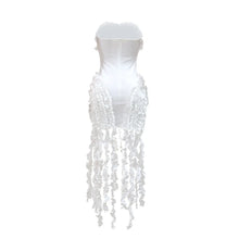 Women Strapless Ruffles Tassel Splicing Irregular Birthday Bodycon Midi Maxi Dress 2025 Even Sexy Party Dresses Vestidos