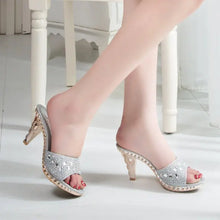 Summer Women Sandals Rhinestone Women Shoes Sexy High Heels Shoe Ladies Sandalias Gold Silver Women Slippers Heeled Sandals Sexy