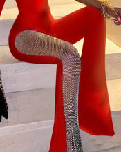 Women's Spring Fashion Rhinestone Fishnet Patch Sexy Jumpsuit