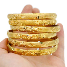 8MM 6Pcs/Lot Dubai Gold Bangles for Women Men 24k Color Ethiopian Bracelets African Jewelry Saudi Arabic Wedding Bride Gift