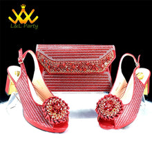 2025 Special New Arrivals Italian Women Shoes and Bag to Match in Green Color with Platform Shinning Crystal Sandal for Wedding