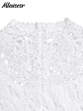 Mlaiscsr Elegant White Jumpsuits with Sashes Club Outfit for Women Lace Patchwork Short Sleeve Birthday Party One Piece Rompers