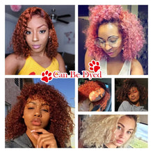 Wear And Go Glueless Wig Short Kinky Curly Bob Frontal Wig 12A Malaysian Lace Front Human Hair Wigs Wet And Wavy Water Wave Wig