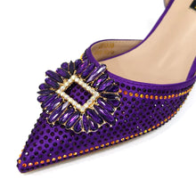 2025 Nigerian Women's Party Shoes and Bags Medium Heel Pointed Toe Elegant Party Footwear With Matching Color Handbag for Women