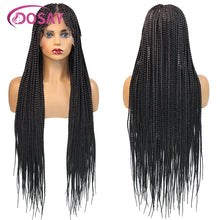 Short Front Braiding Bangs Synthetic Wig Knotless Box Braided Wigs For Black Women Full Lace 32