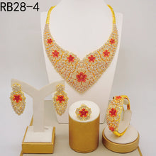 Latest Italian Dubai Gold Color Ladies Full Crystal Necklace Jewelry Set Simple Ring Bracelet Earrings African Jewelry Wedding