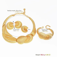 Luxury 18K Gold Plated Big Jewelry Set Large Necklace Chunky Bangle Bracelet Moon Shape Piercing Earring Ring Women Wedding Gift