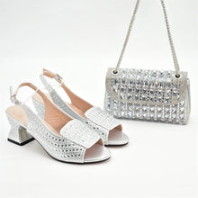 New Fashion Italian Shoe and Bags Matching Set Decorated with Rhinestone Luxury Designer Women Party Pumps Elegant Bridal Shoes