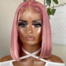 Ombre Pink Bob Wig Straight Lace Front Human Hair Wigs For Women Short  Bob Transparent Lace Wig Bleached Knots Pre Plucked