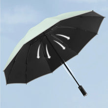 10 Ribs Inverted Automatic Umbrella for Rain Windproof Umbrella with Reflective Strip Fold Sun Compact UV Umbrella for Women Men