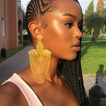 Bohemia Long Tassels Earrings African Dubai Gold Color Drop Earrings For Women Pendant Stud Earrings Wedding Jewellery Gifts