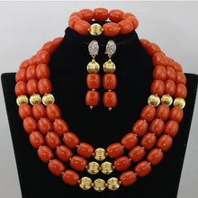 Fabulous Artificial Coral Wedding African Beads Jewelry  Luxury Bride Costume Statement Necklace Jewelry