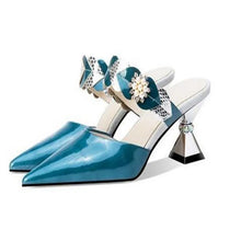 Pointed Designer Slides Fashion Rhinestones Non-Slip Women Slippers Elegant High Heel Outdoor Pearl Party Shoes