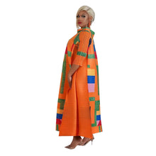 2023 Fashion African 3/4 Sleeve Polyester Plus Size O-Neck Pleated Long Dress Dashiki African Clothes African Dresses for Women