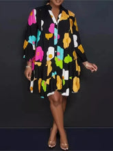 Autumn Women's New Loose Fashionable Printed Long Sleeved Sexy V-neck Single Breasted Shirt Big Swing Half Body Jumpsuit