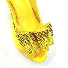 2024 High Quality Yellow Color Fish Beaked Toe Cap Thin Heels Ladies Shoes Matching Bag Set For Women Wedding Party Pump