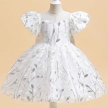 Princess Party Summer Dress For Girls Puff Sleeve Back Bow Tutu Birthday Wedding Bridesmaid Gown Flower Children Clothing Prom