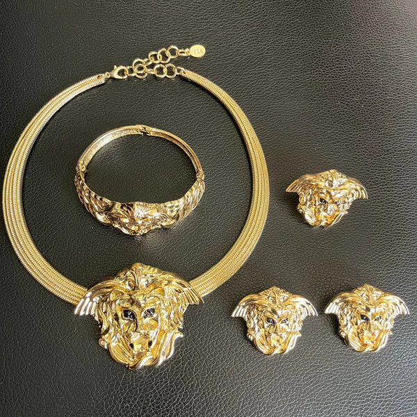 Jewelry Set Women Pendant Lion Fashion Necklace and Lion Bracelet Dubai Original Gold Plated Jewelry Women Necklace Set