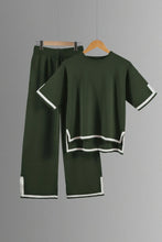 Two-piece Summer New Knitted Elegant Trousers Suit Short-sleeved Pullover Wide-leg Pants Casual Home Two-piece Women's Set