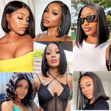 Short Bob Bone Straight 13X4 Lace Frontal Wigs 200 Density Brazilian Remy Preplucked Bob Lace Front Wig Human Hair For Women