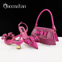 latest Italian women's shoes and accessories bag rhinestone butterfly decoration elegant pointed toe wedding bridal