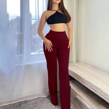 Female Casual Solid Pants Fashion High Waist Flare Pants Lady Office Elegant Long Pants For Women Spring Summer Womens Clothing