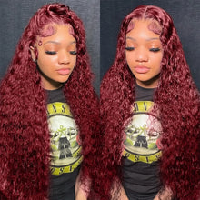 Curly wigs Transparent Lace Front Wig 99J Burgundy 13x4 13x6 Brazilian Deep Wave Frontal Human Hair Wig for Women Pre Plucked